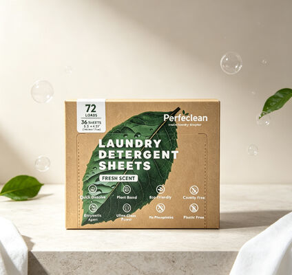 Plantaardige biologisch afbreekbare wasmiddel vellen met 55% actieve stof voor duurzaam wassen
