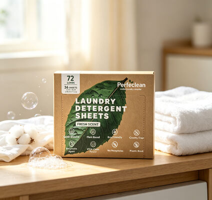 Duurzame biologisch afbreekbare wasmiddel vellen met plantaardige oppervlakteactieve stof voor septische tank compatibiliteit en meer dan 55% actieve ingrediënten